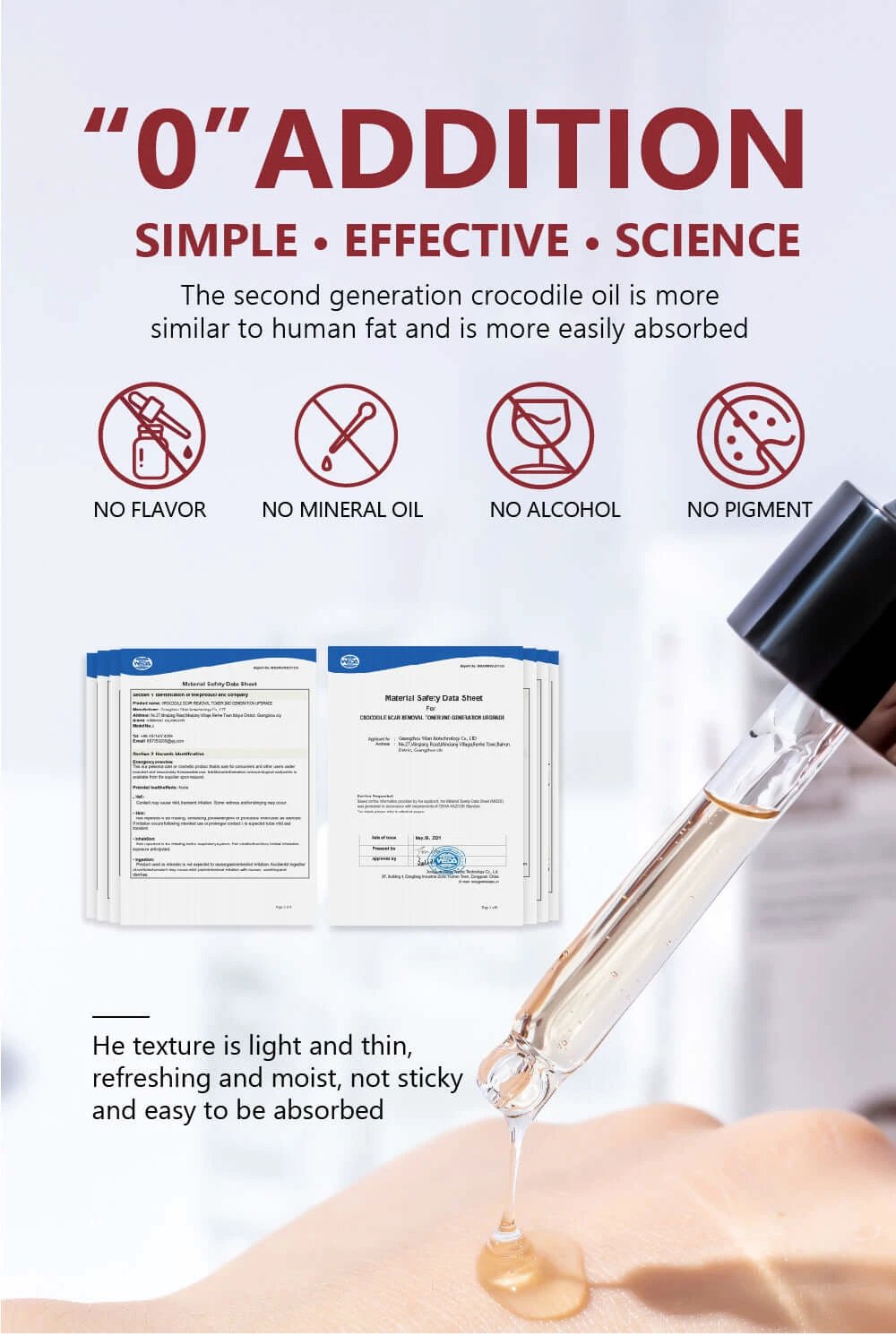 Face Spot Remover Treatment featuring crocodile oil for effective skincare, highlighting absorption and texture benefits.