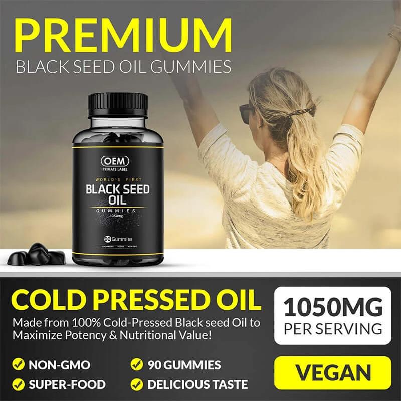 Black Seed Oil Gummies Hair Growth Supplement For All Hair Types Women Men Daily Beauty Boost by eprolo