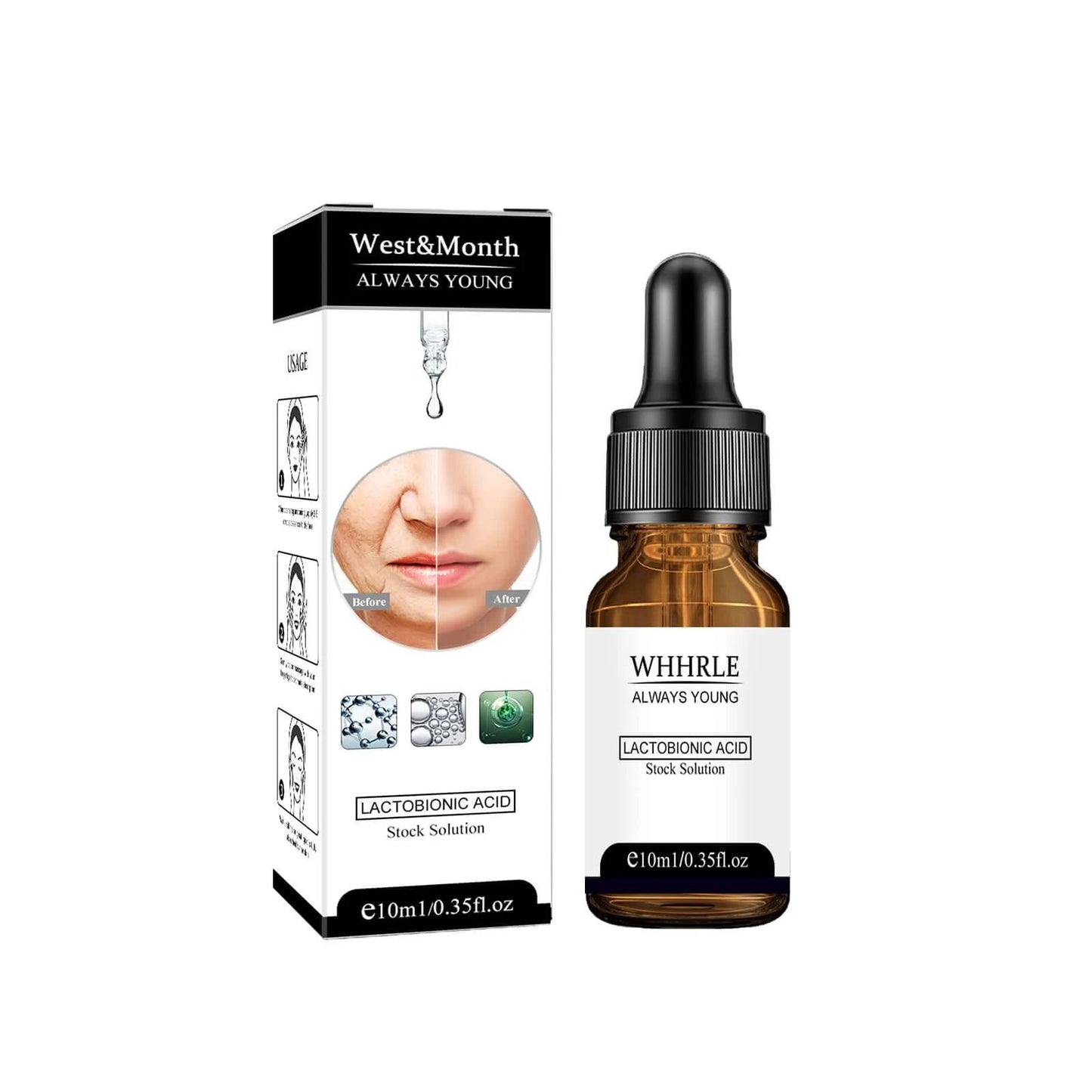 Fade Wrinkle Essence Advanced Hydrating Serum for Aging Skin in dropper bottle with box for radiant glow.