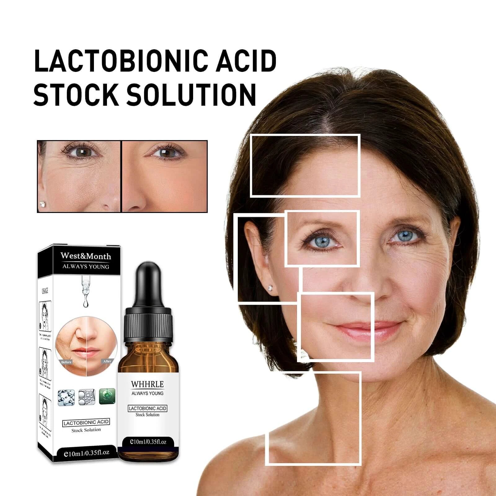 Lactobionic Acid Stock Solution showcasing advanced hydrating serum for aging skin benefits for smoother complexion.